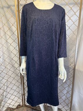 Rabbit Rabbit Rabbit Navy Paisley-Print Midi Shift Dress size 16W